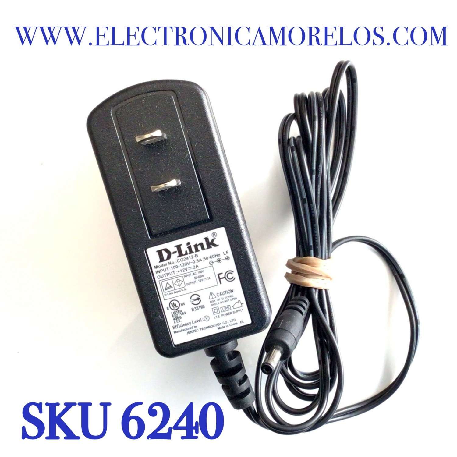 CARGADOR / ADAPTADOR DE FUENTE DE ALIMENTACION D-LINK / VCA-VCD / NUMERO DE PARTE CG2412-B / ENTRADA VCA 100-120V~ 0.5A, 50-60HZ / SALIDA VCD 12V 2A / MODELO CG2412-B